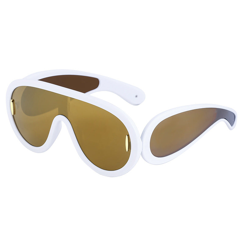 European and American Fashion One-piece Large Frame Sports Sunscreen Sunglasses Women's Trendy Sports Cycling Windproof Sunglasses Men's Glasses