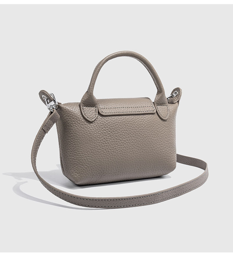 First Layer Cowhide Dumpling Bag Casual Genuine Leather Phone Bag for Women Summer Crossbody Bag Versatile Lightweight Walking Small Bag