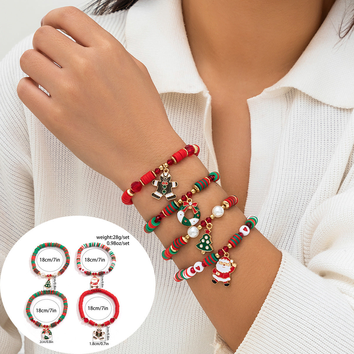 Women's Holiday Gift Bracelet Santa Claus Set Snowman Soft Clay Ornaments European and American Christmas Bracelet