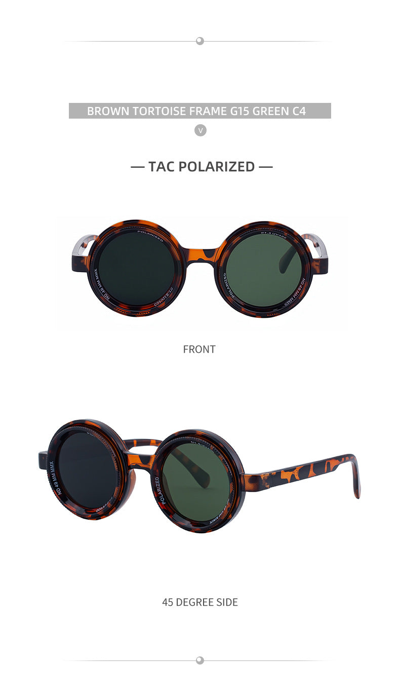 Nighttime Driving Glasses Round Frame ND Adjustable Zoom Men's Sunglasses2025New Polarized Sunglasses