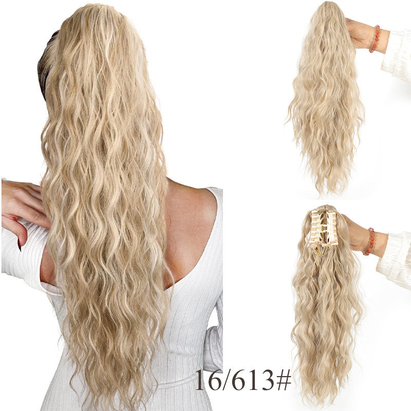 Cross-border Claw Clip Water Ripple Ponytail45cm120g European and American Women's Curly Hair Synthetic Wig Ponytail