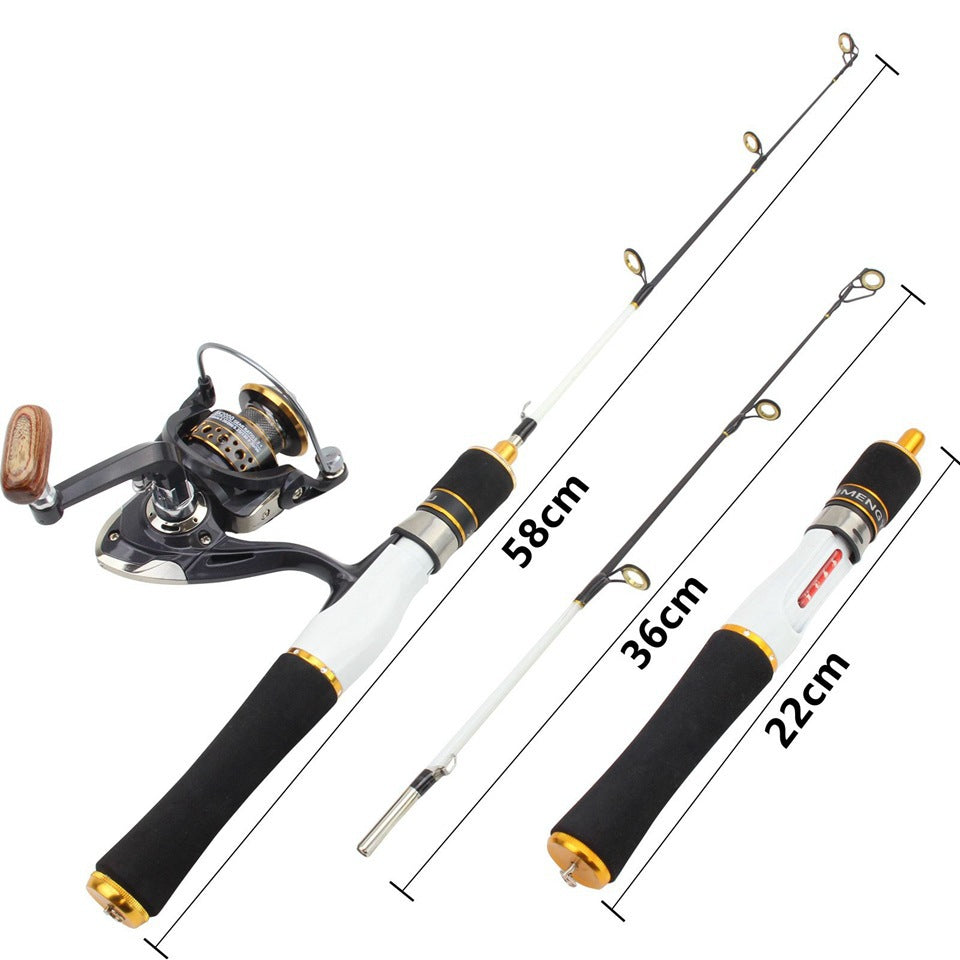 One piece58cm Ice Fishing Rod Spinning Reel Combo Winter Fishing Rod Set Boat Rod Valve Rod