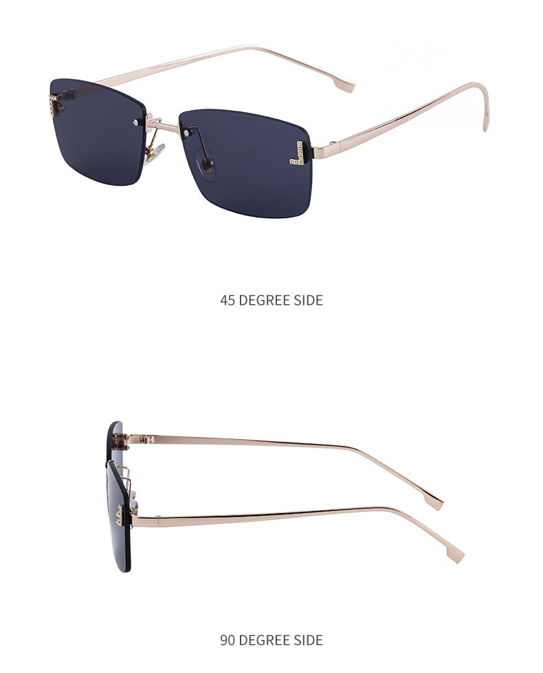 【Customization】European and American Frameless Cut Edge Sunglasses with Rhinestones Square Frame Sunglasses for Women sunglasses