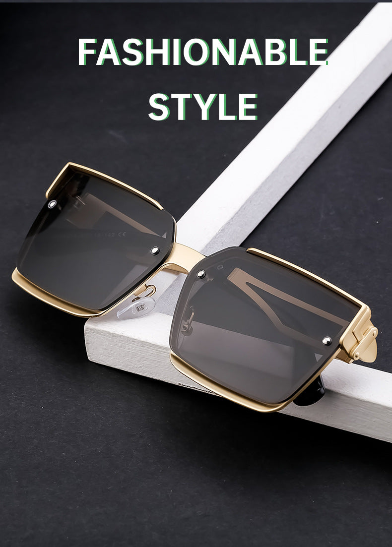 European and American Retro Punk Style Square Frame Sunglasses for Women Outdoor Sunshade Sunglasses for Men High-end Glasses Wholesale