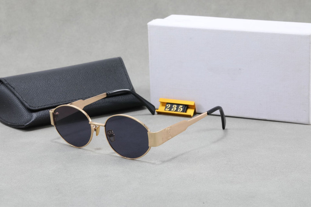 Vintage Old Money Style Metal Oval Sunglasses Sun Protection High-End Small Frame Hong Kong Style Triumphal Arch Sunglasses