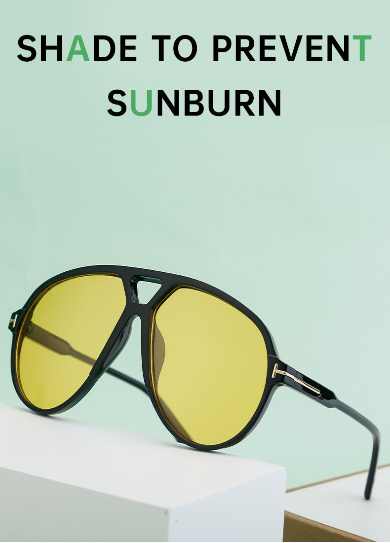 European and American Fashion Large Frame Sunglasses Sun Protection Sunglasses Men's Trendy Toad Glasses High-end Glasses sunglasses