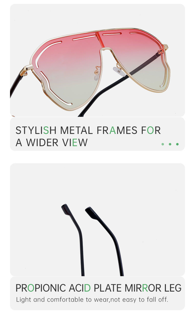 European and American Fashion Large Frame Sunglasses for Women, High-End Unique One-Piece Sunglasses, Trendy Wholesale sunglasses