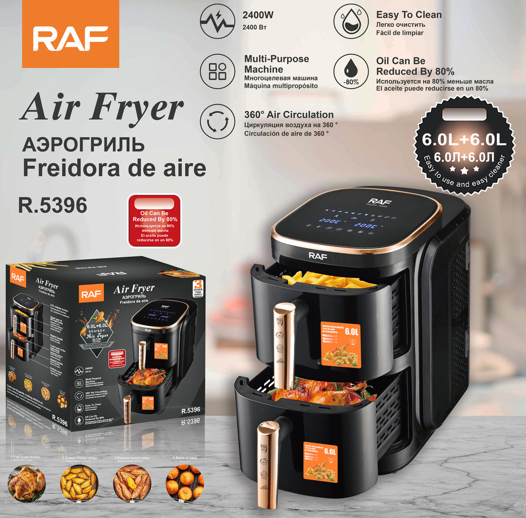 RAF European Standard Household Oil-Free Air Fryer Multifunctional Smart Double Layer Oven French Fries Electric Deep Fryer R.5396