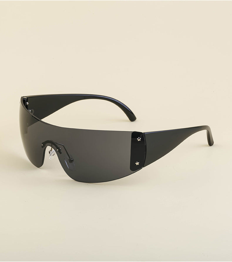 Women's trendy high-end windproof sunglasses Y2K Millennium Frameless Cycling Anti-UV Sunglasses Women's Wholesale