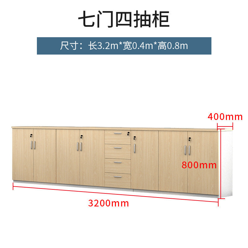 Office File Cabinet with Lock, Low Cabinet, Storage Cabinet, Floor-standing Wooden Office Partition Cabinet for Staff