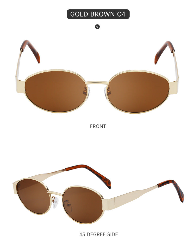 New European and American Fashion Oval Frame Sunglasses for Women High-end Sunglasses for Women Trendy Sunscreen Wholesale sunglass