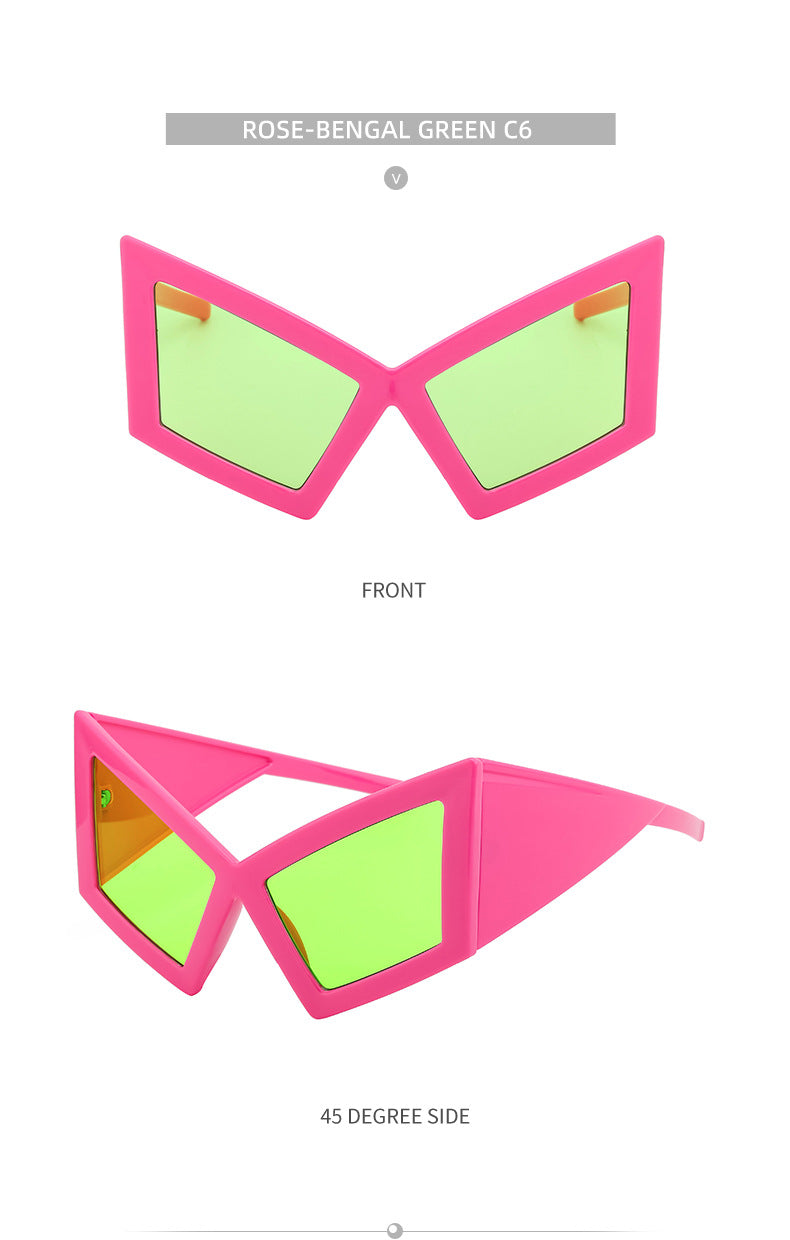 New arrivalStylish large frame cat eye sunglasses European and American Style Personality Hip-Hop Internet Celebrity Beach Party Sunglasses