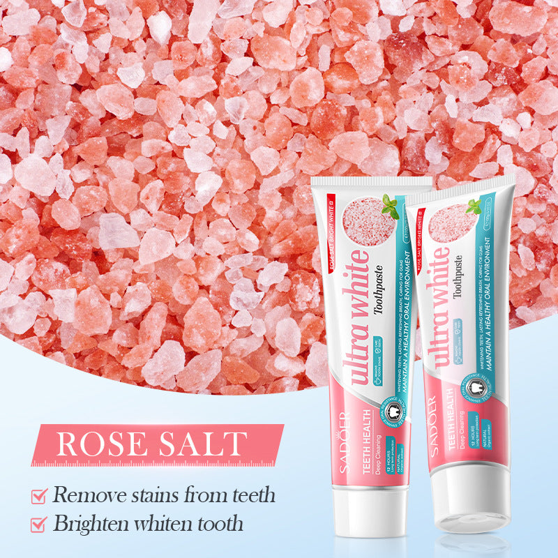 Rose Salt Brightening Stain Removal Toothpaste SADOER Oral Teeth Gum Care Plant-Based Toothpaste  Wholesale