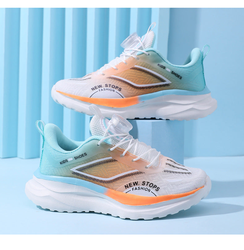 Spring and Summer New Children's Comfortable Breathable Button Running Shoes Fashionable Casual Kids Shoes Non-Slip Wear-Resistant Boys' Sports Shoes