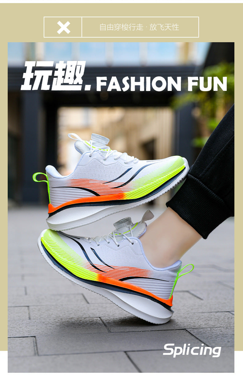 Children's shoes2025Rotating Button Leather Waterproof Boys' Running Shoes Girls' Lightweight Non-Slip Sports Shoes Trendy