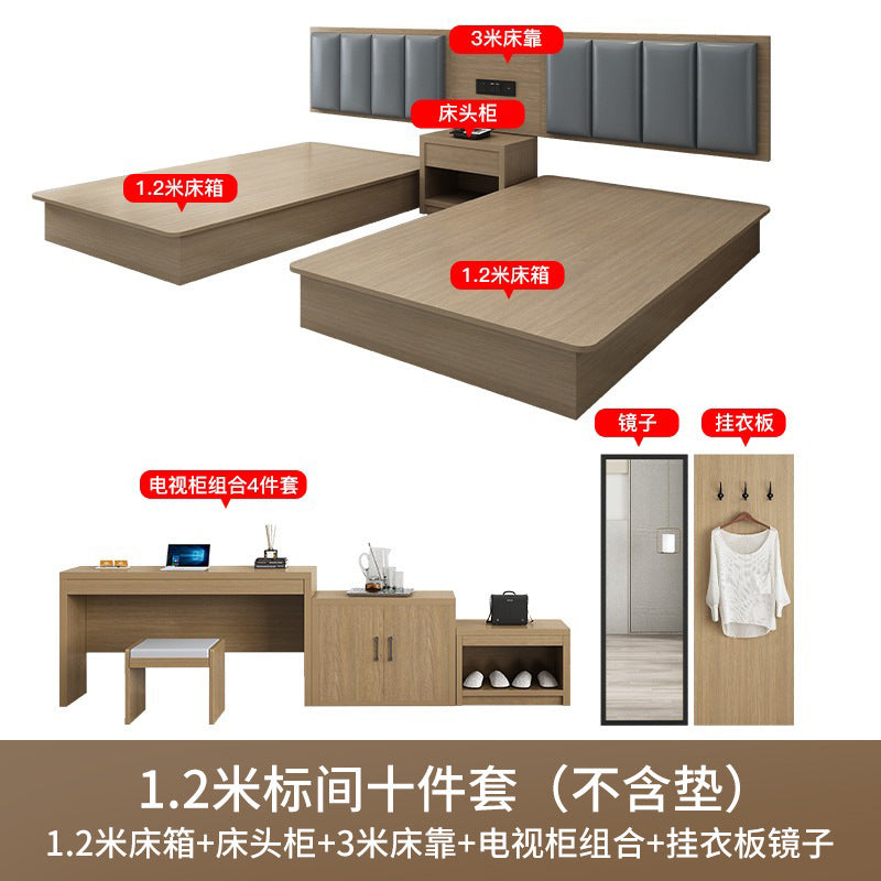 Hotel Bed Hotel Furniture Standard Room Full Set B&B Express Hotel Apartment Single and Double Bed B&B Guest Room Special Bed