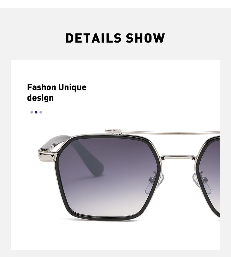 New Sunglasses Internet Celebrity Wei Ting Same Style Sunglasses for Men Trendy Large Square Frame Sunglasses for Men ins Sun Protection Glasses