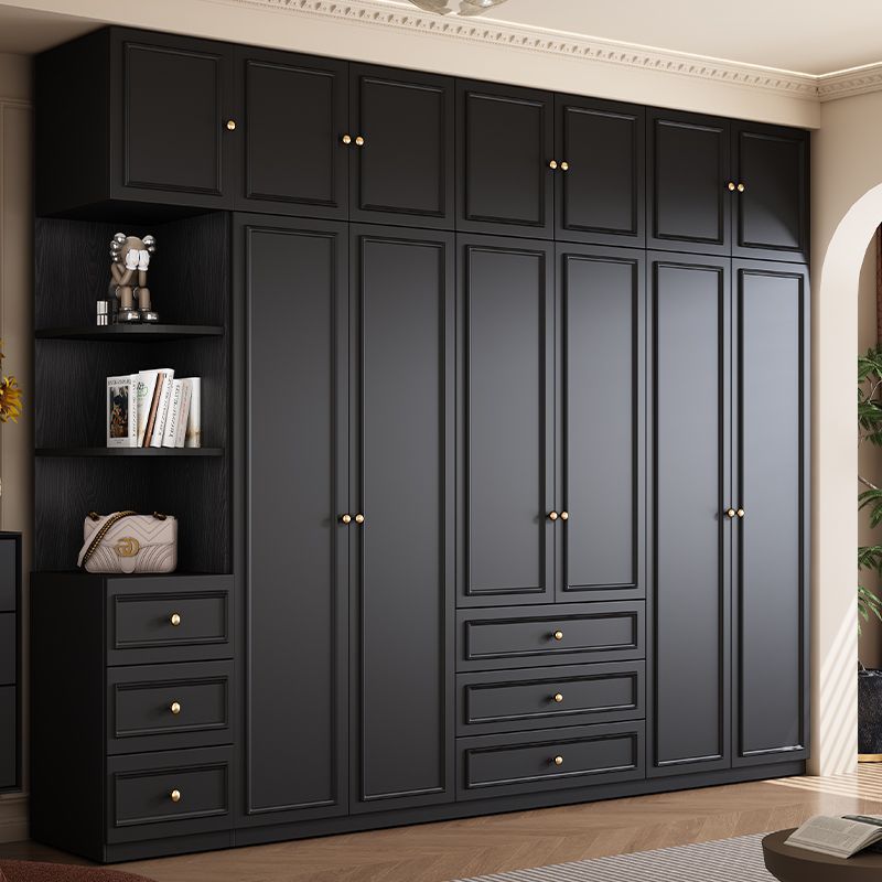 Vintage Style Wardrobe Black Cabinet Wardrobe for Home Bedroom Small Apartment Modern Simple Side Cabinet Top Cabinet Furniture Wardrobe