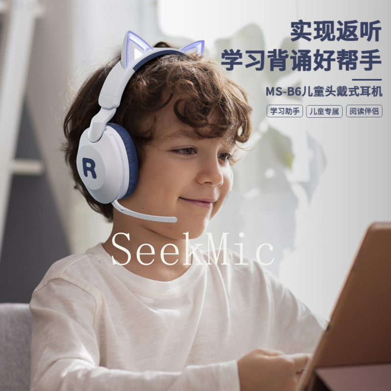 Cat Ear Headband Bluetooth Wireless Headphones with Mic Cute Long Battery Life Support Customization Bluetooth Headphones