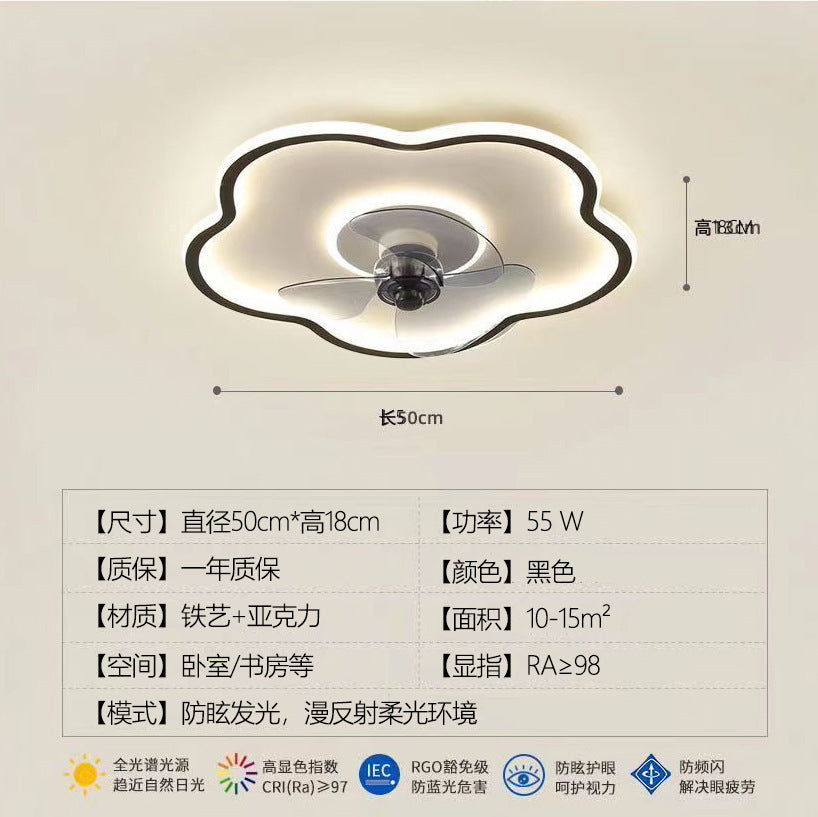 Bedroom fan light integrated modern minimalist2025New style ceiling fan light for children's room and dining room