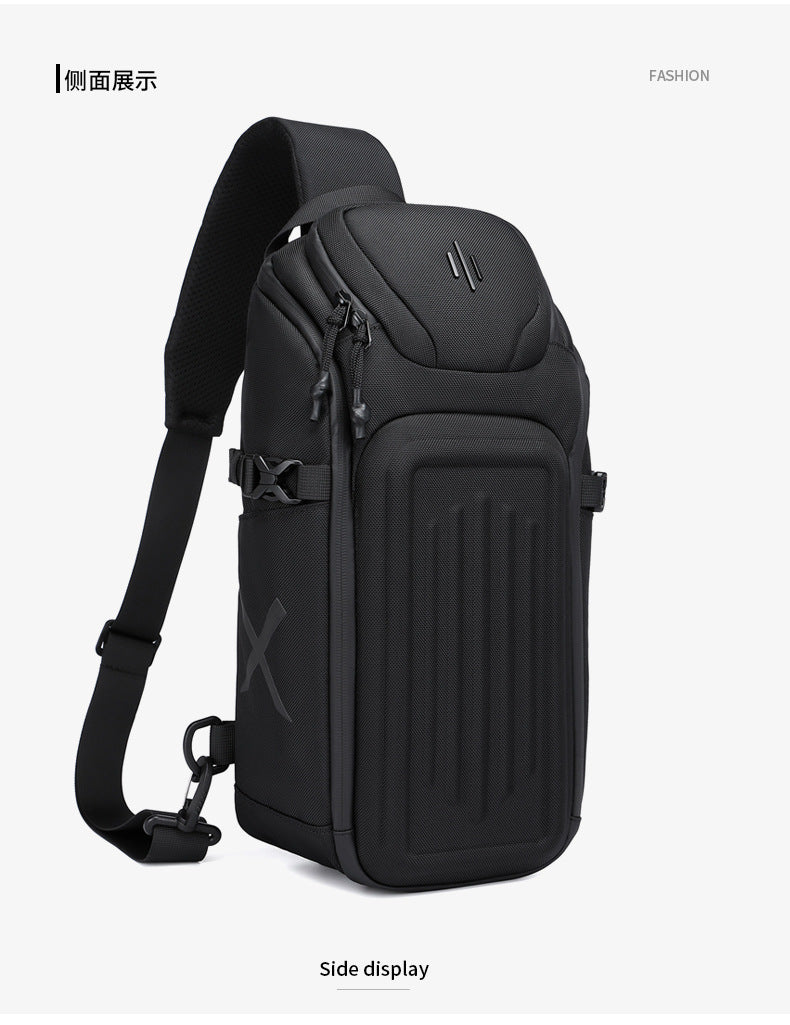 OZUKO Men's Chest Bag Waterproof Crossbody Bag Business Simple Crossbody Bag Trendy Commuter Small Backpack High-End Feel