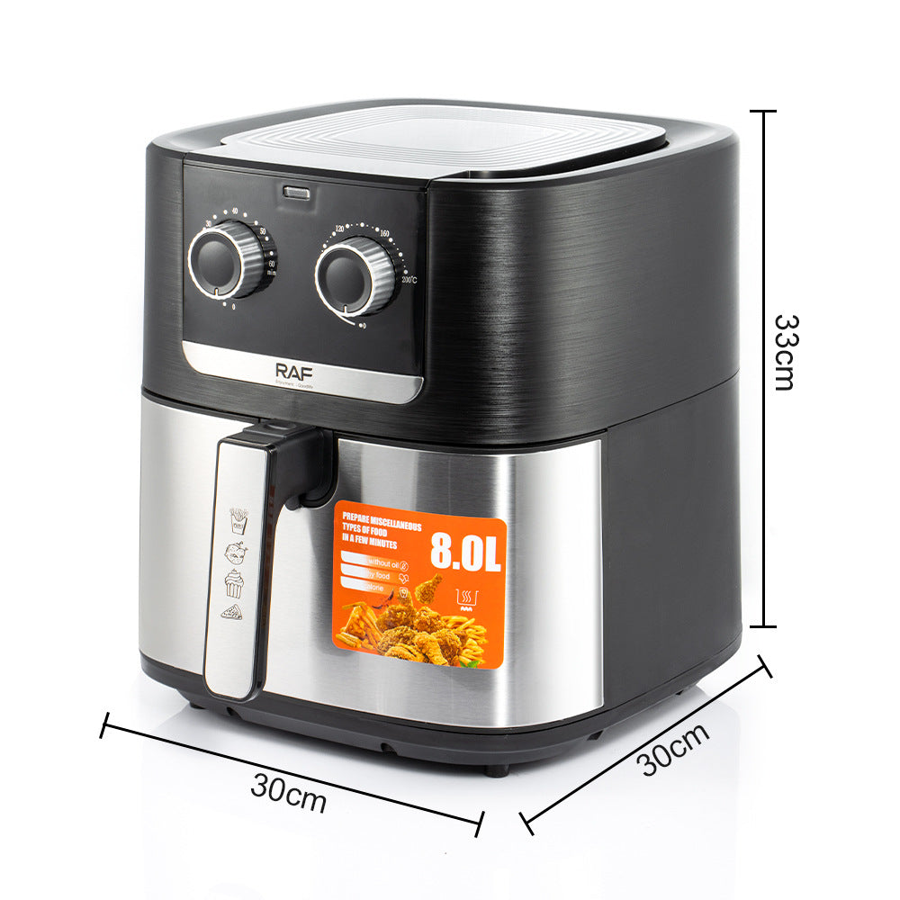 RAF European Standard Household Oil-Free Fryer Smokeless Electric Grill Electric Cooking Pot Air Fryer8L Large Capacity