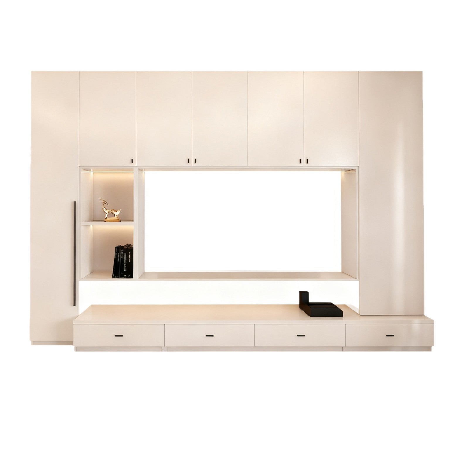 Custom Aluminum Alloy TV Cabinet Combination Wall Cabinet Modern Simple Storage Bookcase Wine Cabinet Integrated Wall-Mounted Living Room