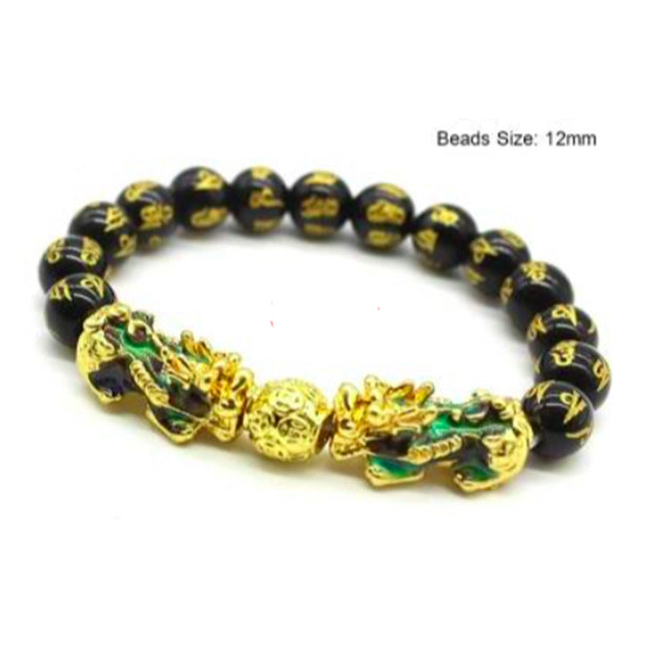 Vietnam Sand Gold Pixiu Bracelet for Men and Women Imitation3D Hard pure gold99Obsidian Wealth-Attracting Pichu Buddha Bead Jewelry Long-Lasting Color