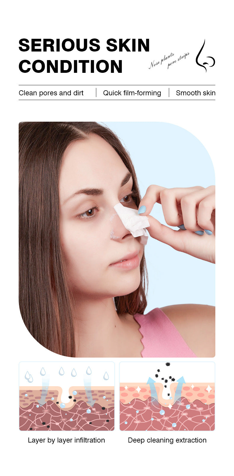 Out of stock logo Version T Blackhead and Acne Removal Peel-off Nose Strips Gentle Cleansing Nasal Mask