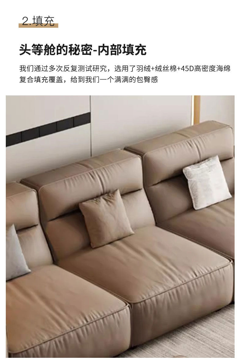 Italian Minimalist Genuine Leather Sofa Small Apartment Modern Simple Living Room Straight High Backrest Cube Sofa Shipping and tax not included