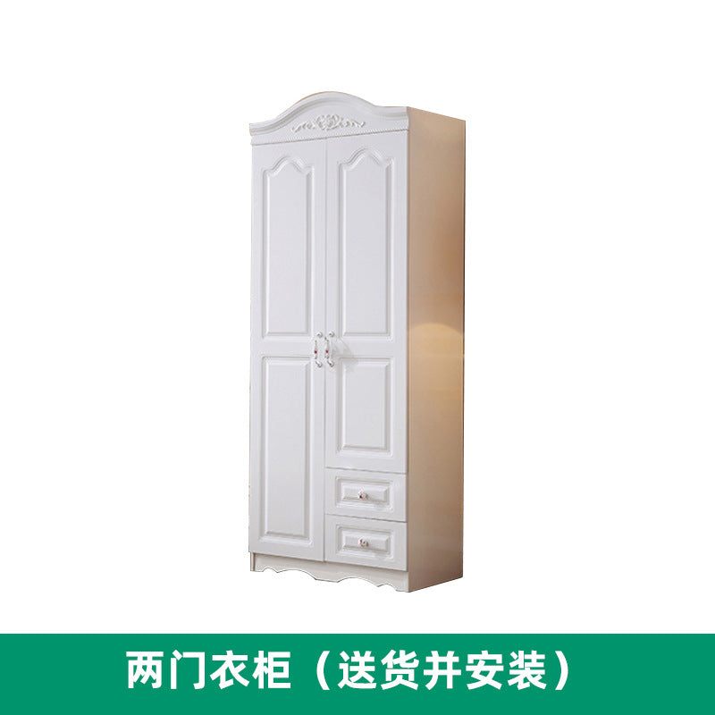 Simple Bedroom Wardrobe European Style Cloakroom Double-Opening Three-Door Four-Door Wooden Panel Rental Room Storage Space Organizer