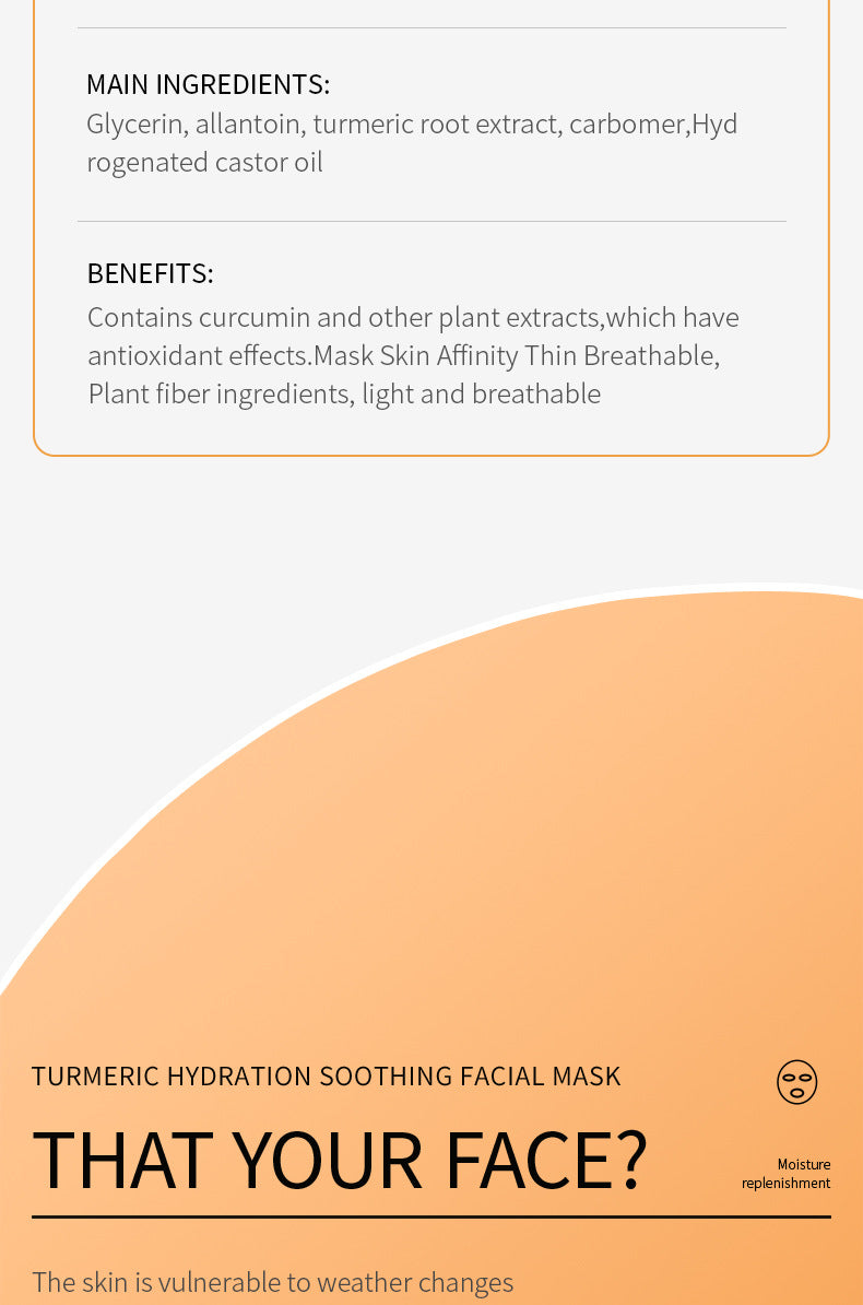 Full English Turmeric Mask SADOER Hydrating and Moisturizing Facial Mask Sheets  Foreign Trade Live Wholesale