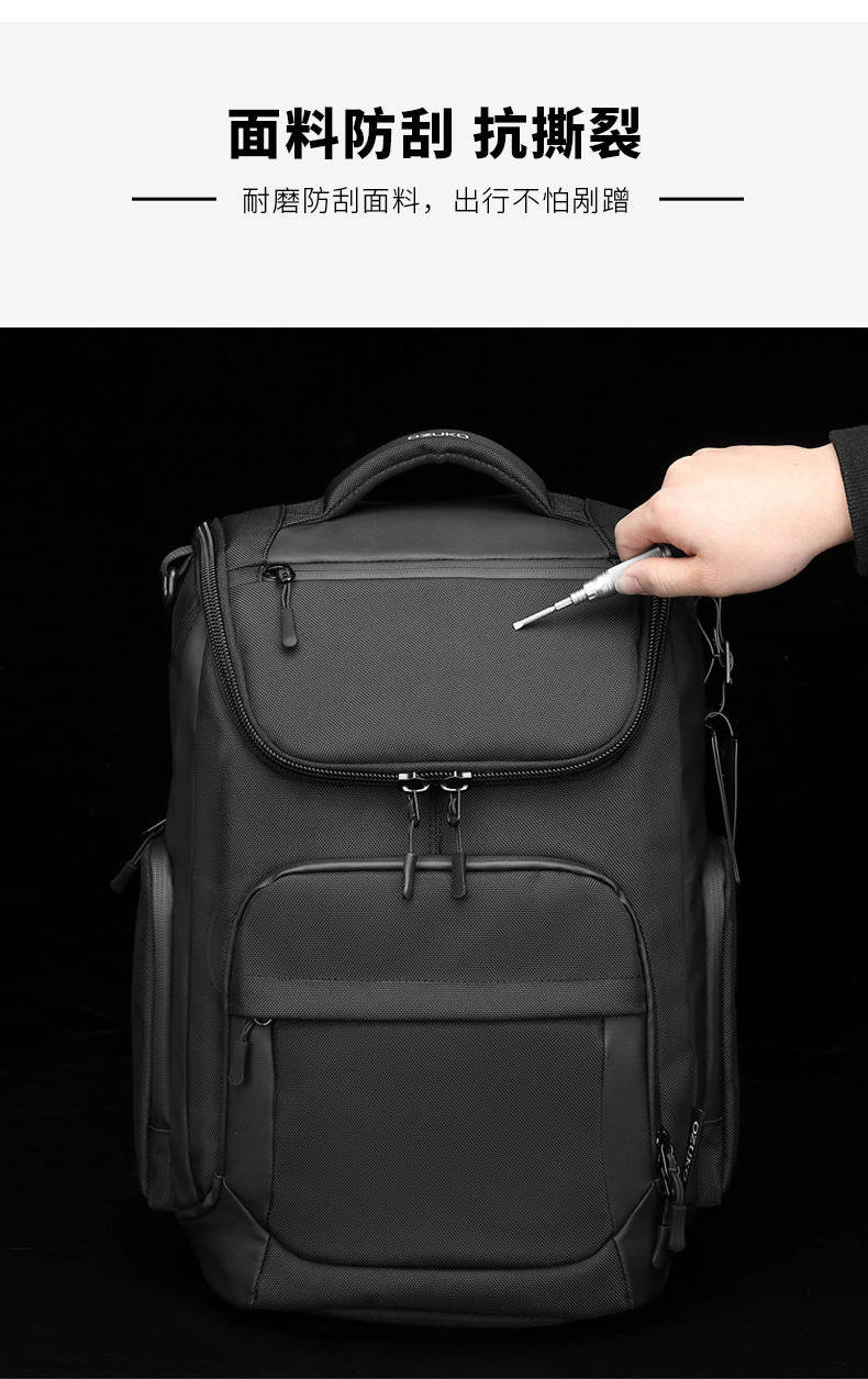 OZUKO Business Backpack Men's Commuting Large Capacity Computer Bag Travel Backpack High-end Waterproof School Bag