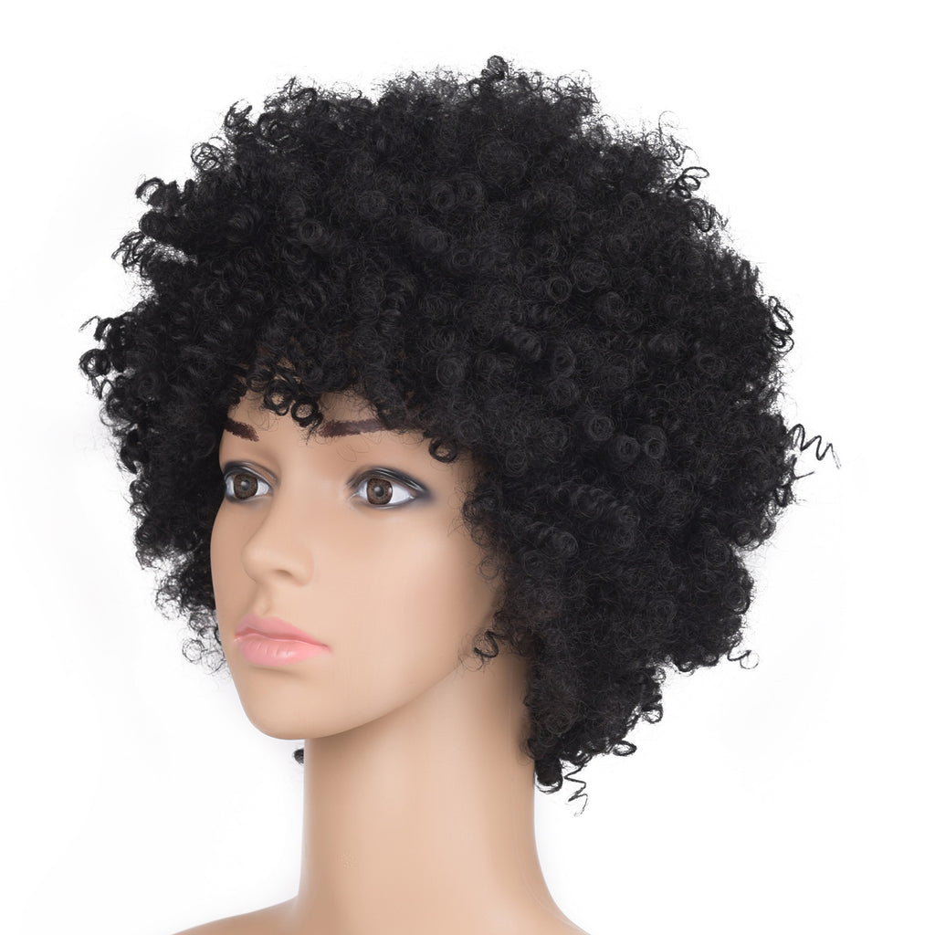 European and American New Style Hair Wig Cap Women's Short Hair Small Curl Black Hairpiece Brown Wholesale Bangs Natural Style