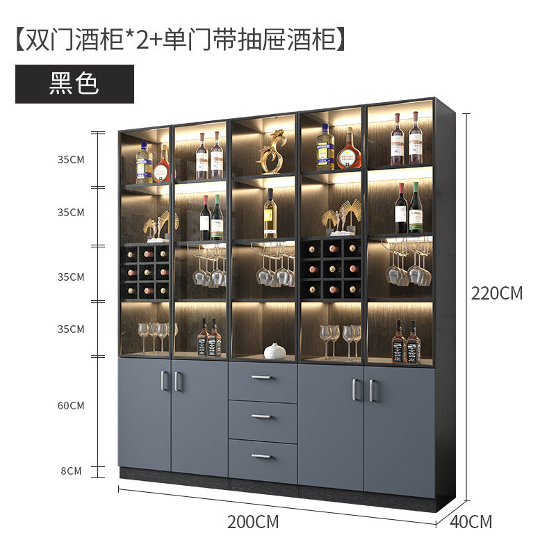 Glass Wine Cabinet for Living Room, Wall-Mounted, Modern Minimalist, Light Luxury, Double-Door Wine Cabinet, Home Dining Side Cabinet, High-End Display Storage Cabinet
