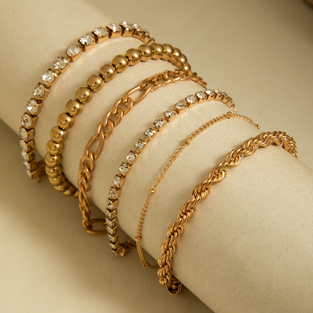 Fashionable Versatile Bracelet with Rhinestones and Imitation Pearl Set Ornament Wholesale Bracelets