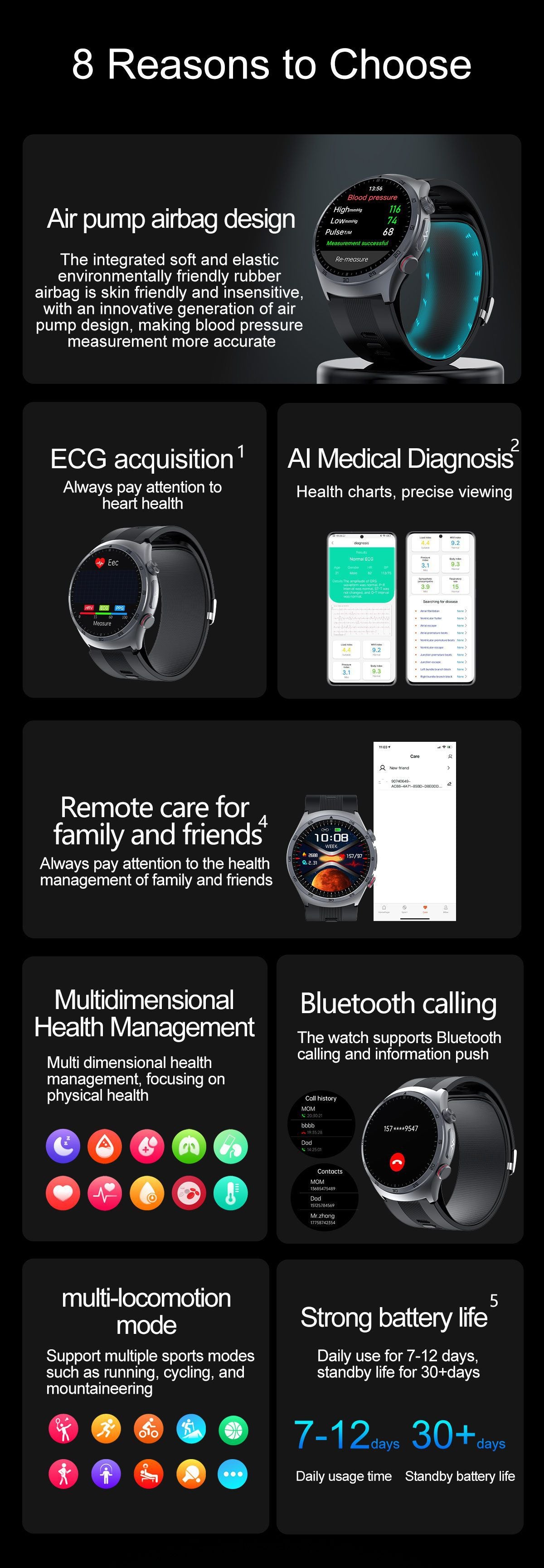 S26Air Pump Blood Pressure Smart Watch Blood Sugar Blood Oxygen Bluetooth Call Heart Rate Monitoring Air Pump Blood Pressure Watch S22