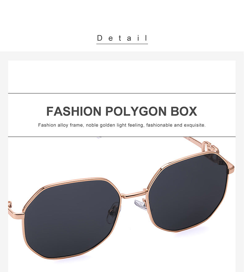 Chain Sunglasses for Women, Internet Celebrity Style, Anti-Drop Chain, Irregular Polygonal Full Frame Sunglasses for Women, Trendy