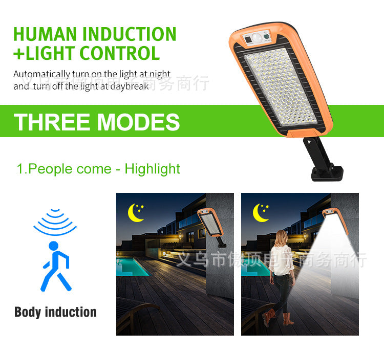 New Solar Light Outdoor Human Body Induction Light with Remote Control Wall Light Waterproof Garden Light LED Garage Light Street Light