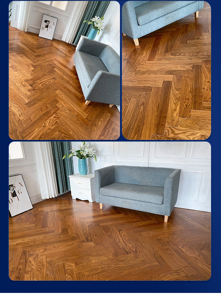 In-stock wholesale with on-site installation Herringbone Locking Floor Heating New Three-Layer Solid Wood Flooring Oak Black Walnut Flooring