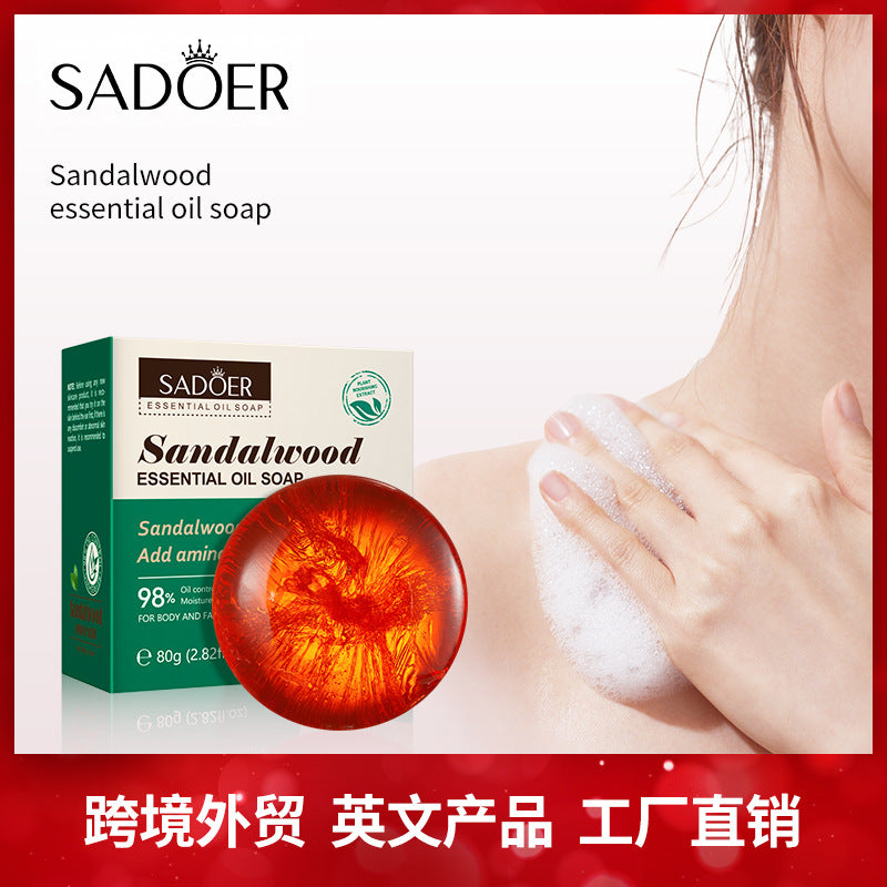 Cross-border Sandalwood Essential Oil Soap80g Amino Acid Body General Handmade Soap Export Manufacturer Wholesale