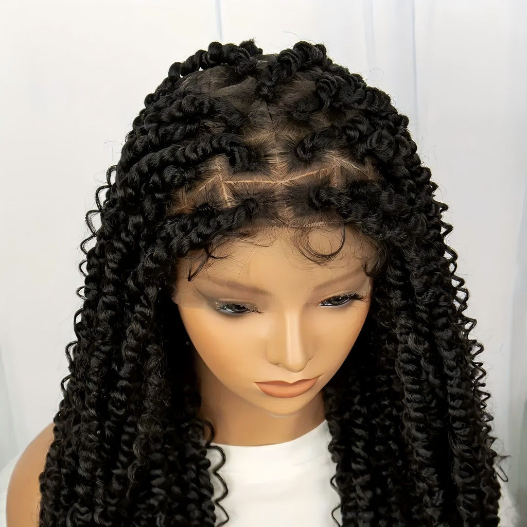 Cross-Border New African Braided Wig Hand-Woven Full Lace Double Strand Passion twist Feizi Chemical Fiber Head Cover