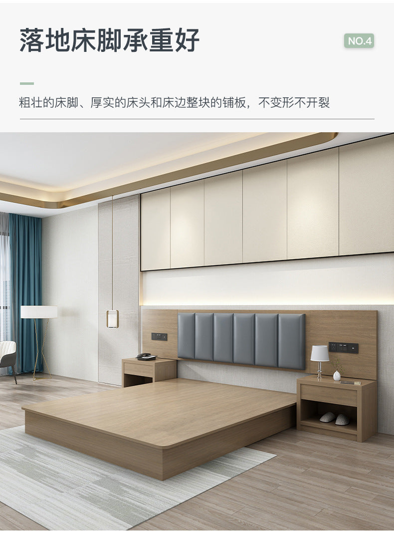 Hotel Bed Hotel Furniture Standard Room Full Set B&B Express Hotel Apartment Single and Double Bed B&B Guest Room Special Bed