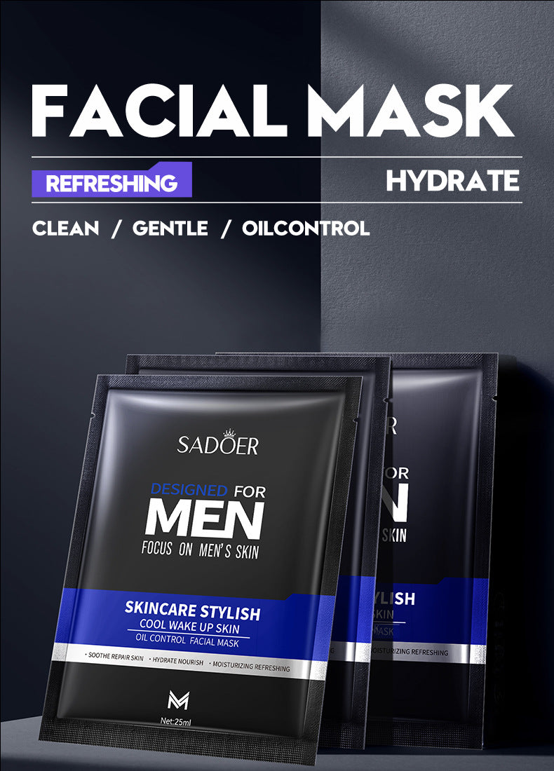 Full English Men's Face Mask25g SADOER Cool and Refreshing Men's Hydrating Mask Stickers  Wholesale