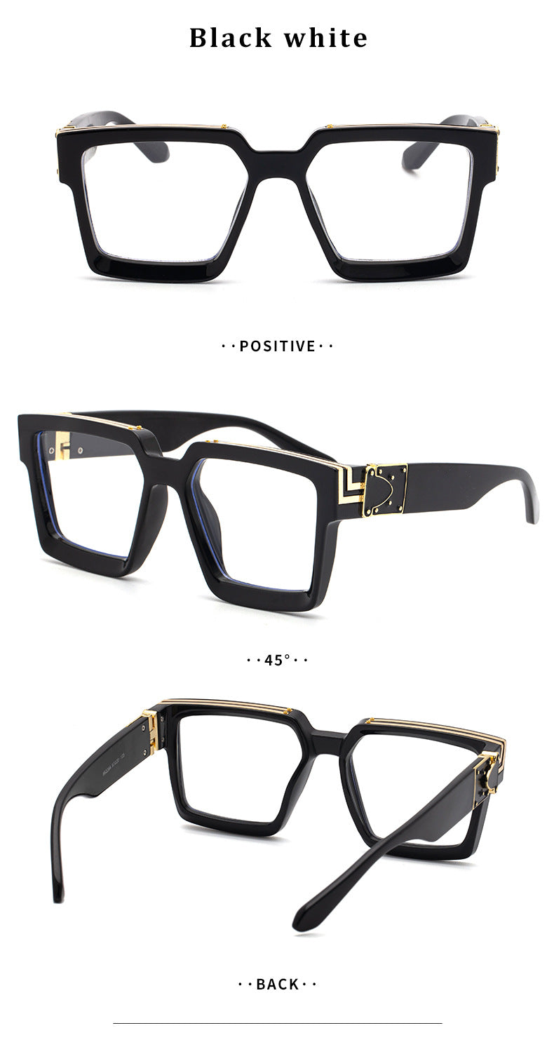 millionaire Large Square Frame Sunglasses for Women, Internet Celebrity Style, 0k Rich Driving Sun Protection Sunglasses for Men86229