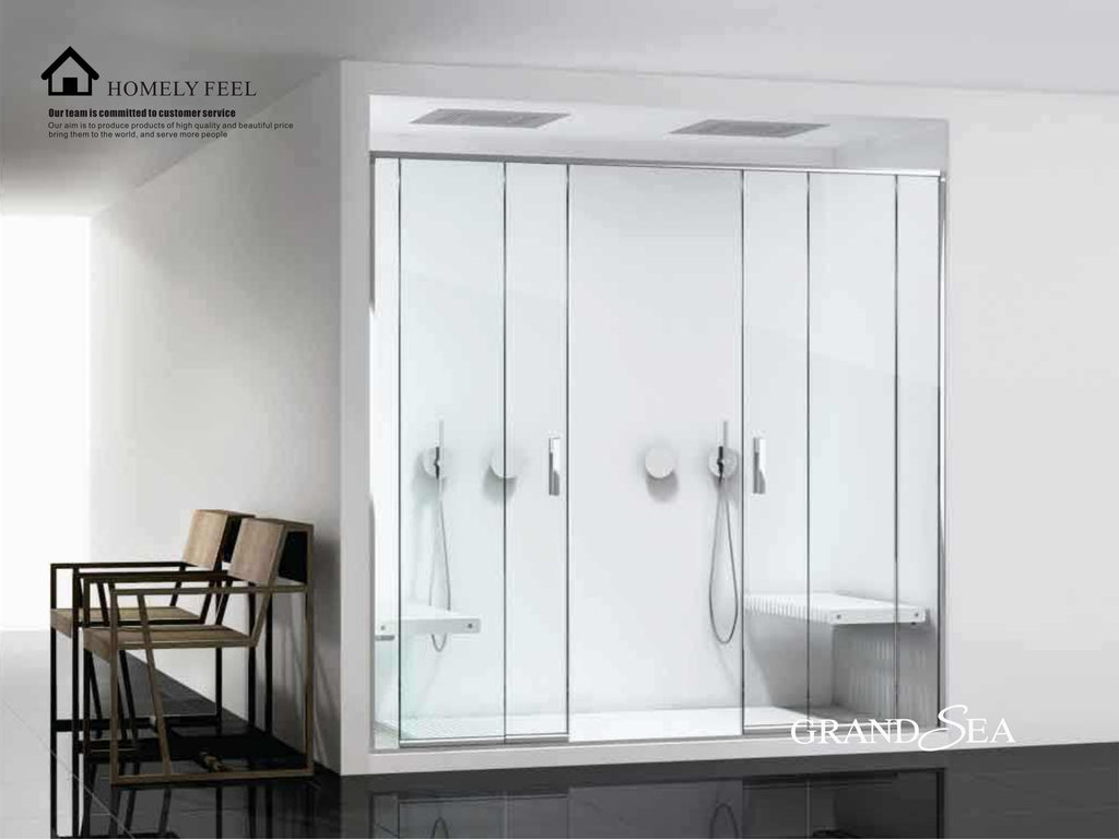 Luxury Simple Bathroom Sliding Tempered Glass Aluminum Frame Door Shower