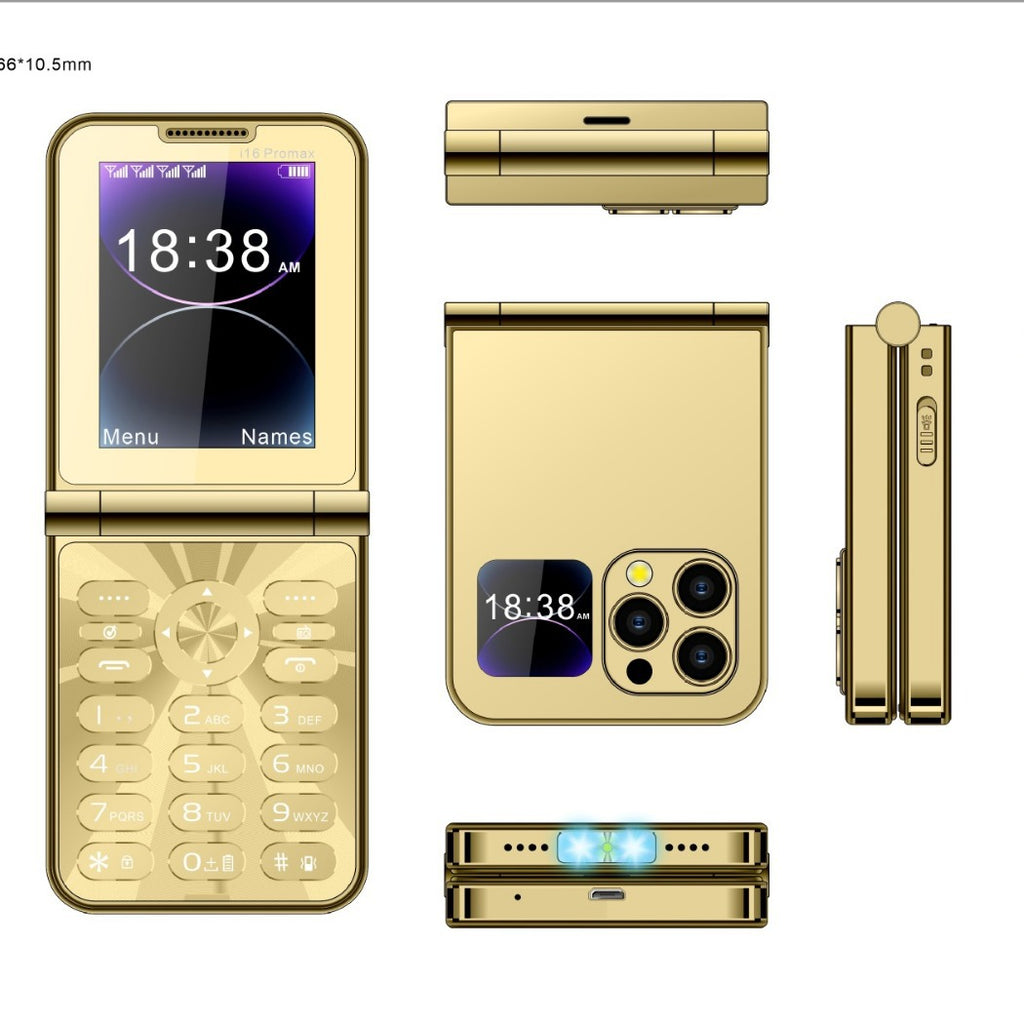 Hot Selling Exquisite Appearance Mini Folding Feature Phone Flip Cover Elderly Button Phone Pocket Phone