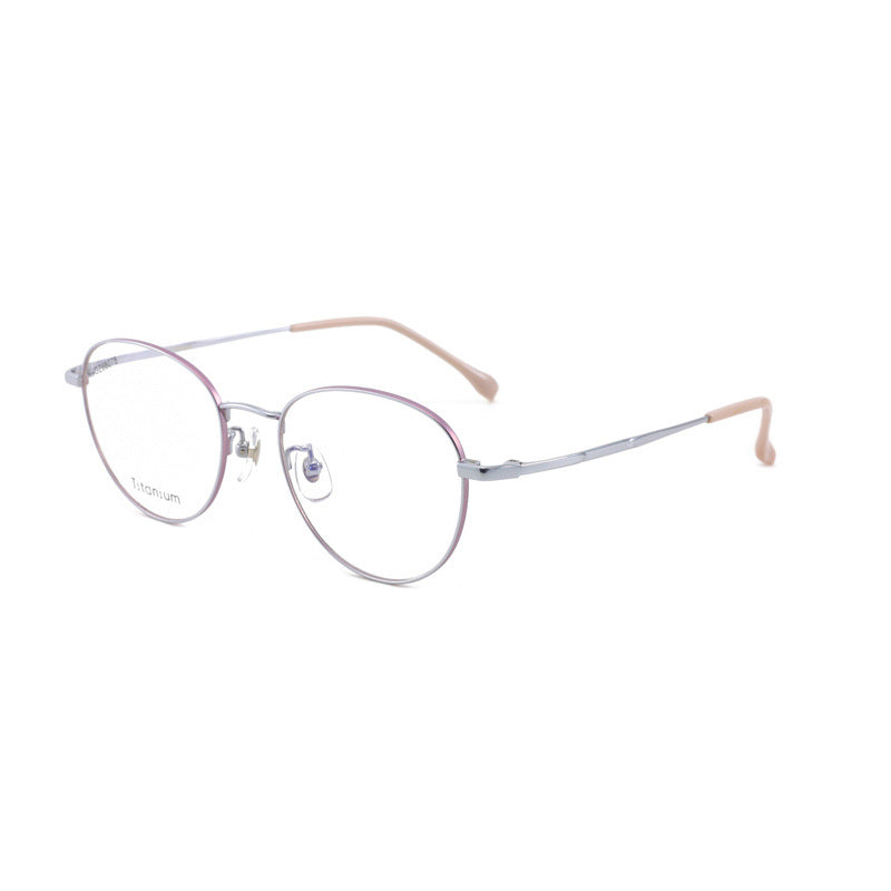 New Vintage Half Titanium Eyeglass Frame Fashion Two-tone Electroplated Round Glasses Frame Light Luxury Metal Frame