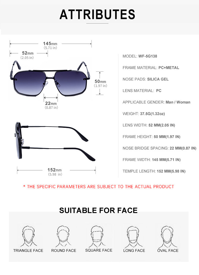 2025New European and American Fashion Square Frame Sunglasses for Men High-End Frameless Sunglasses Men Trendy Sun Protection shades
