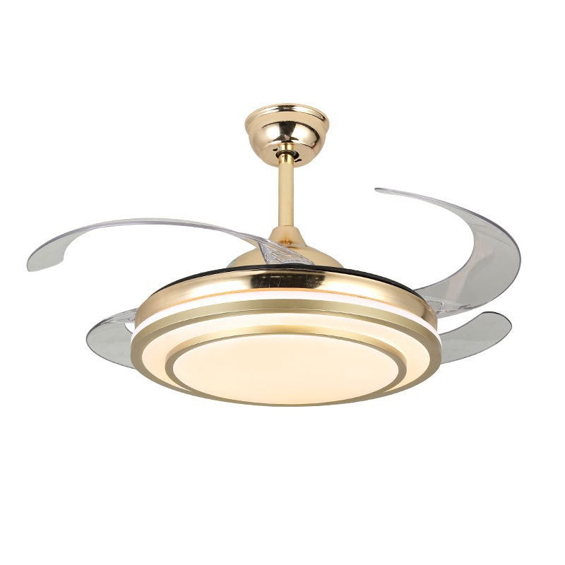 Invisible Fan Light Remote Control led Fan Chandelier Home Electric Fan Lamp scandinavian Iron Restaurant Lamp Crystal Ceiling Fan Lamp